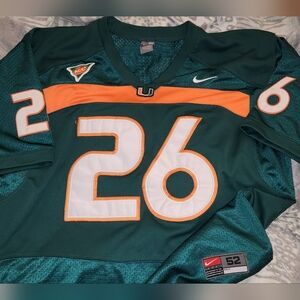 SEAN TAYLOR NIKE COLLEGE MIAMI HURRICANES AUTHENTIC JERSEY SIZE 52 (XL)